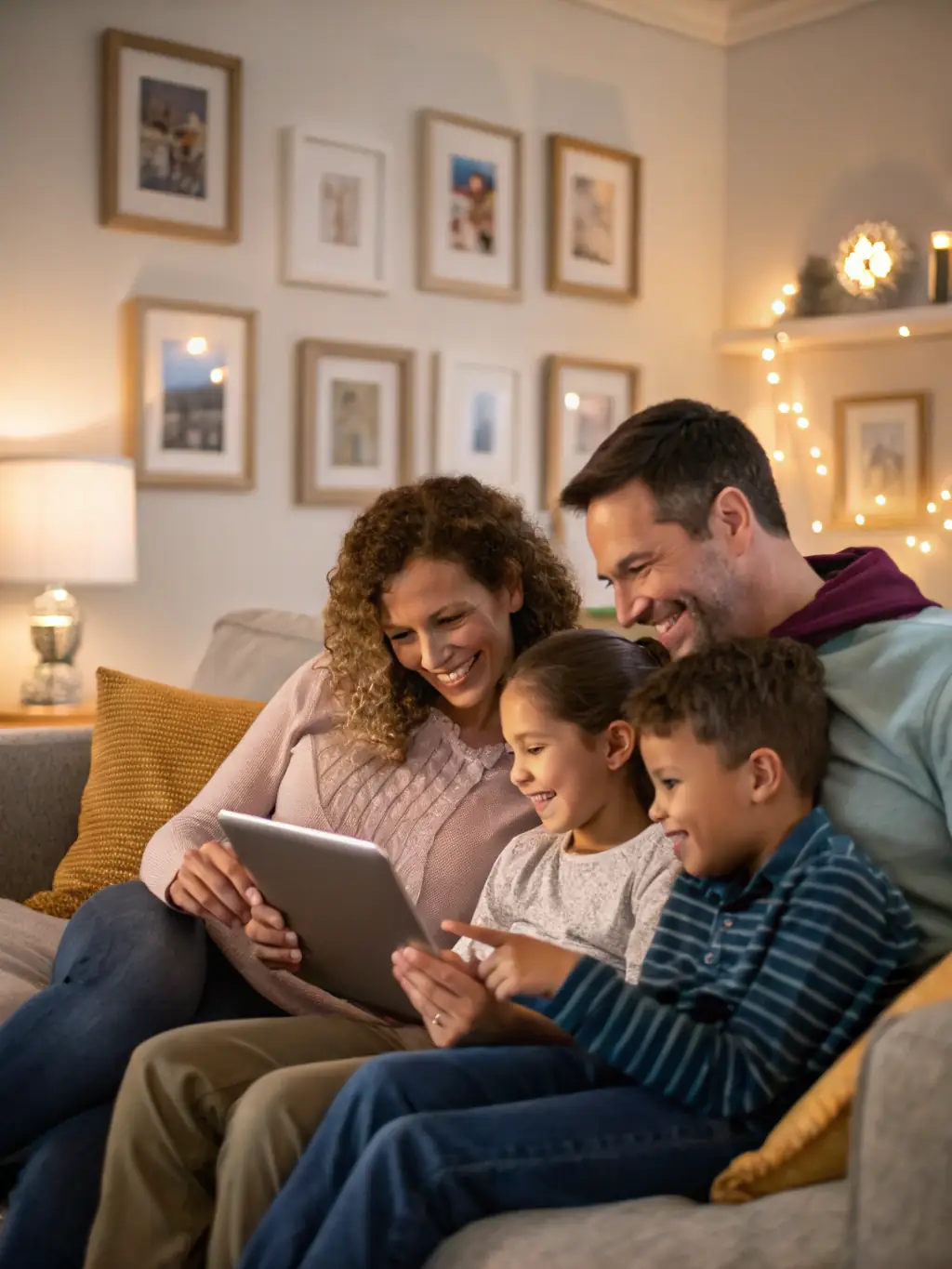 An Indian family planning their finances together, using a financial planning tool on a tablet.